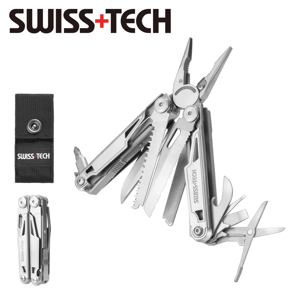 SWISS TECH 16 in 1 Camping Multitool Multi Folding Plier Wire Stripper Outdoor Pocket Mini Portable for Camping New Arrival