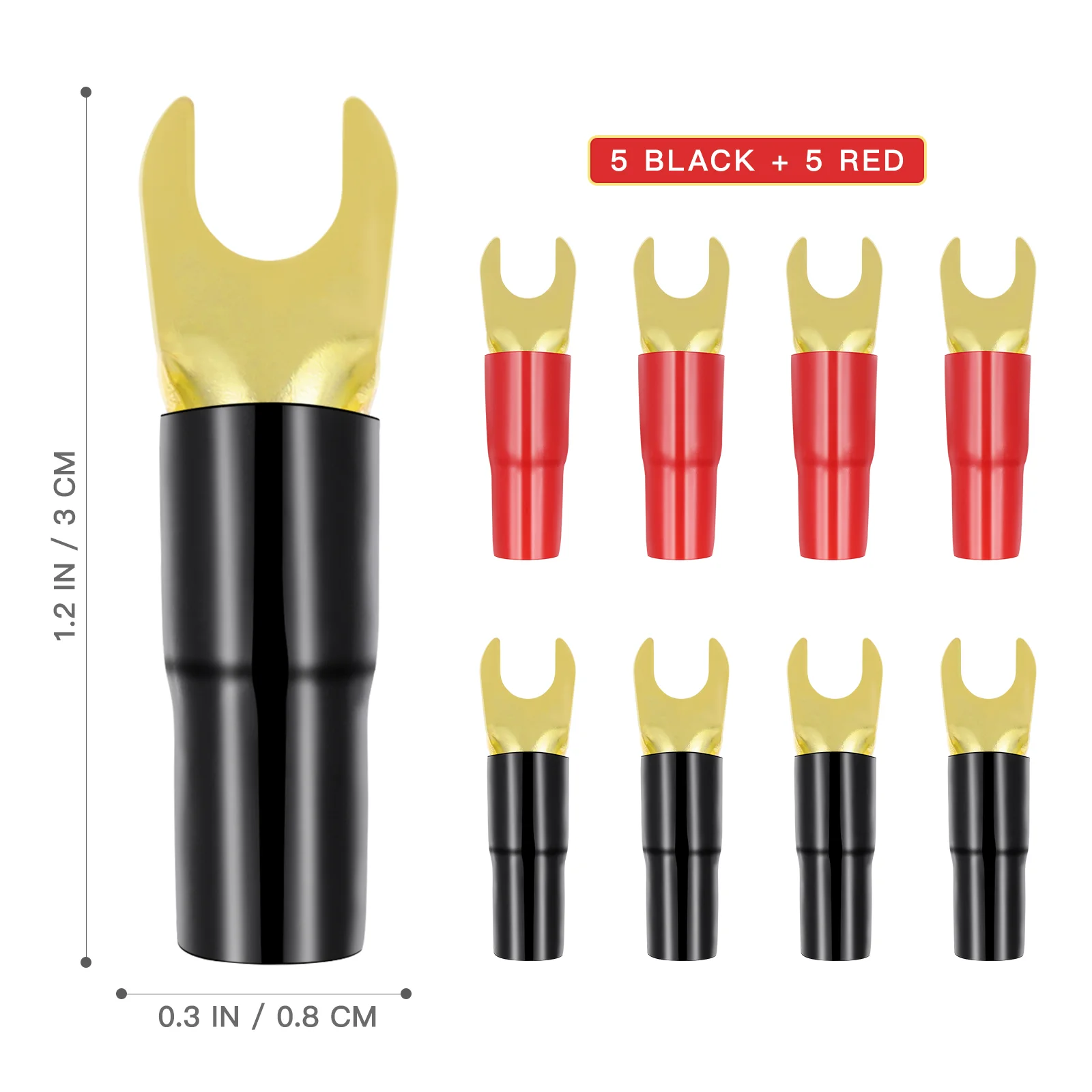 5 Pairs Electric Crimp Lugs Clam Terminals Spade Connectors Plugs and Electrical The Copper 8GA Barrier Spades Pressure Wire