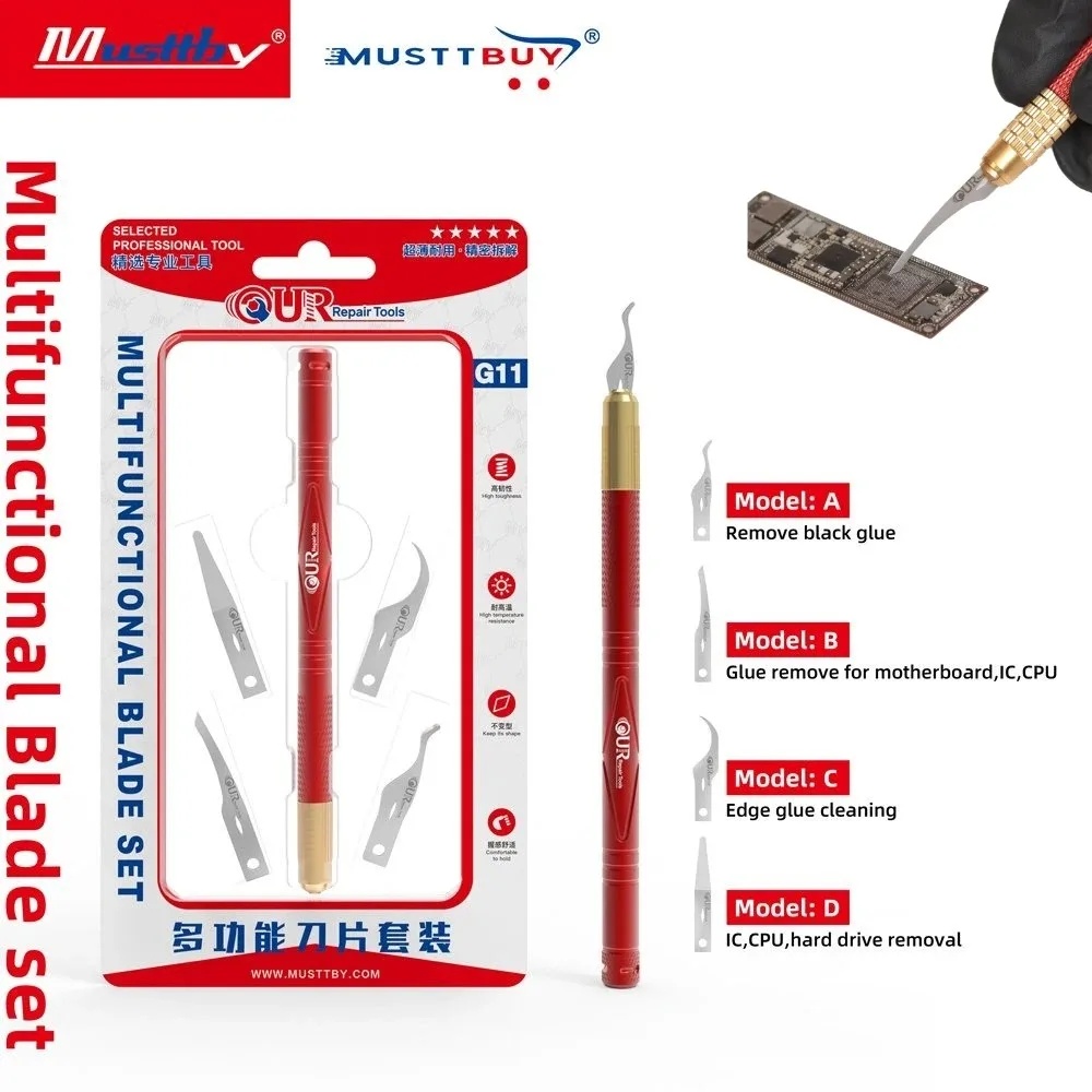 Musttby SU11 Multi-Function Blade A/B/C/D/G11 For Mobile Phone Motherboard CPU IC Hard Drive Chip Glue Removal Repair Tool