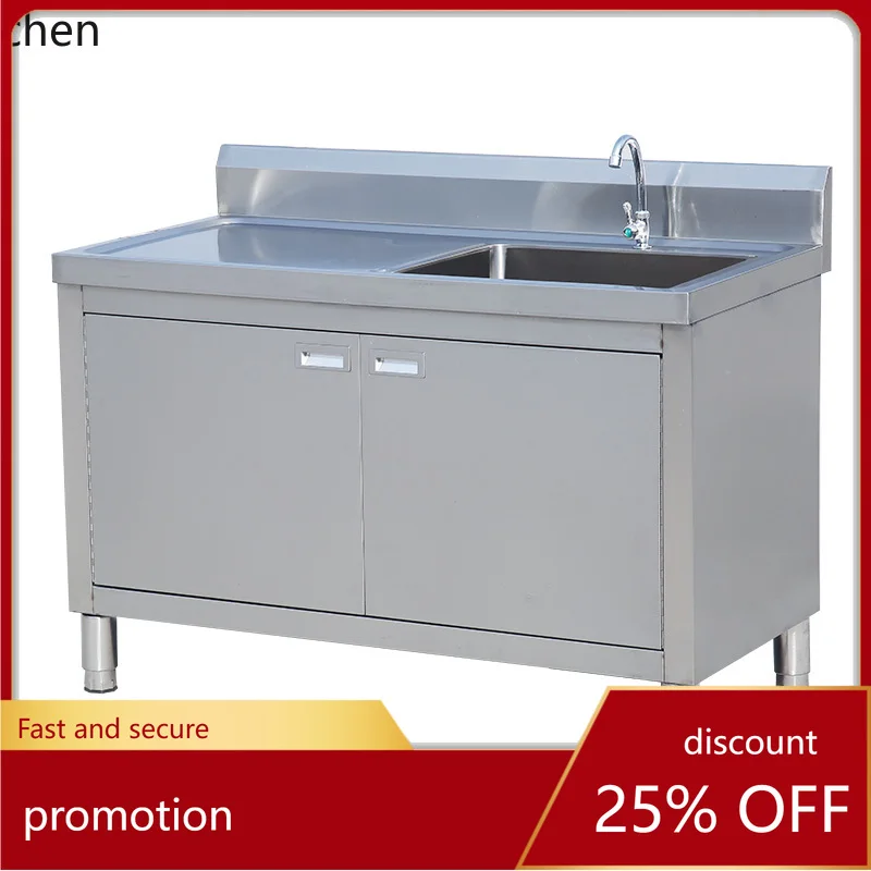 YFY Stainless Steel Sink Cabinet Workbench Integrated Dishwashing Sink with Operation Table Cabinet