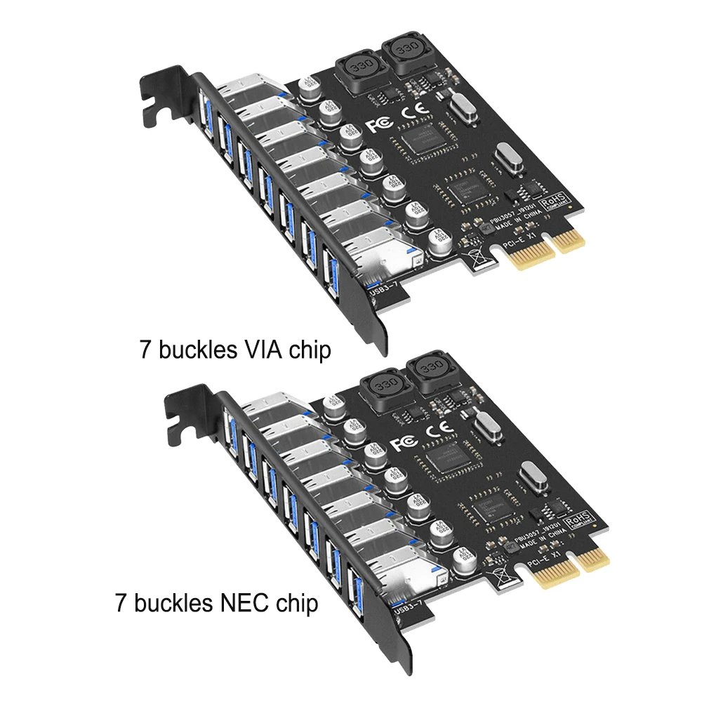 PCIE PCI-E 1 to USB 3.0 Hub Controller Expansion Card 7-ports Power Connector Adapter Electrical Adaptor Accessories