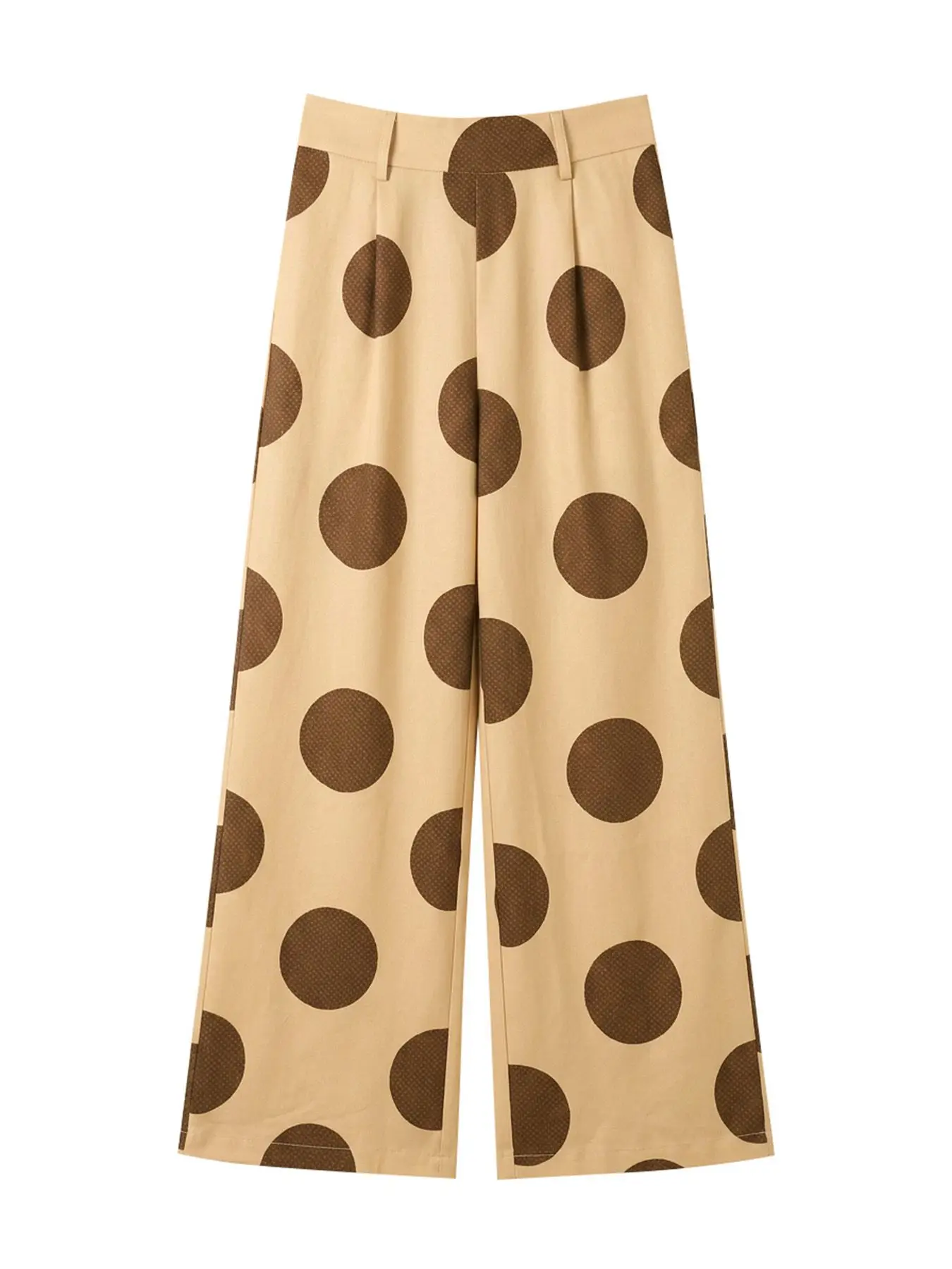 Yeezzi Women's Vintage Polka Dot Wide Leg Pants 2026 New High Waist Pleated Pockets Loose Casual Summer Office Trousers Bottoms view 3