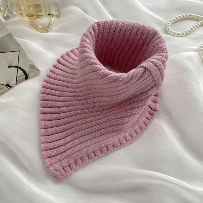 Y5JD Turtleneck Faux Collar Ribbed Knit Triangular Scarf Wrap Windproof Neck Warmer