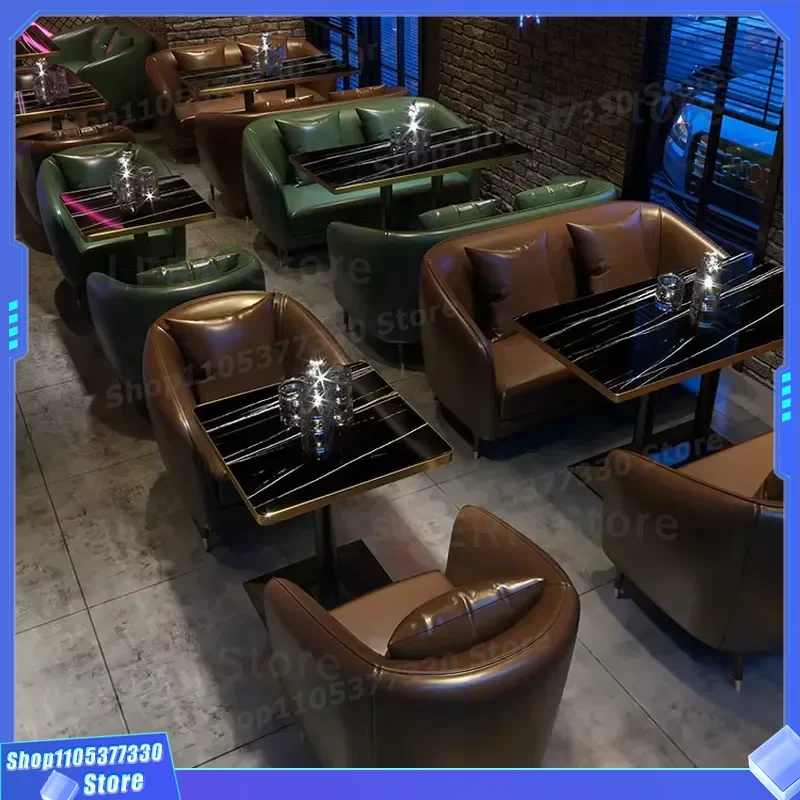 Modern Industrial Bar Set Retro Leather Metal Wood Frame Commercial Furniture Waterproof Simple Design for Home and Cafe Use