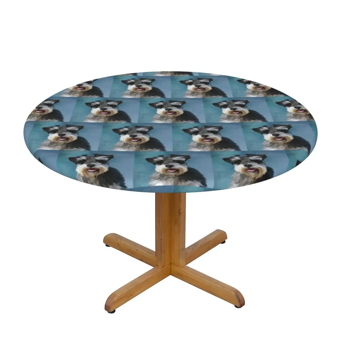 Miniature Schnauzer Dog Water Color Art Painting Round Tablecloth Oilproof Table Cloth for Kitchen Events Dining Table Cover