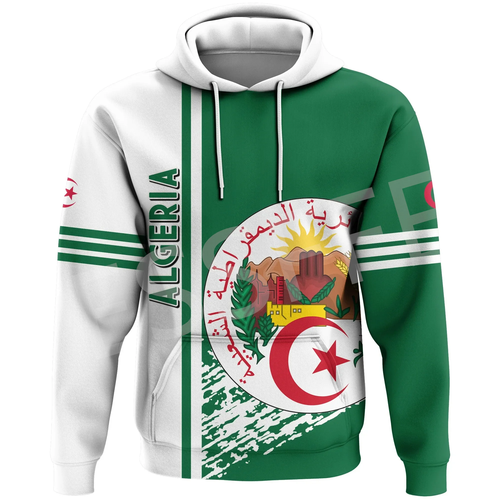 NewFashion Africa Country Algeria Flag Tattoo Retro Tracksuit 3DPrint Harajuku Casual Streetwear Pullover Funny Jacket Hoodies I