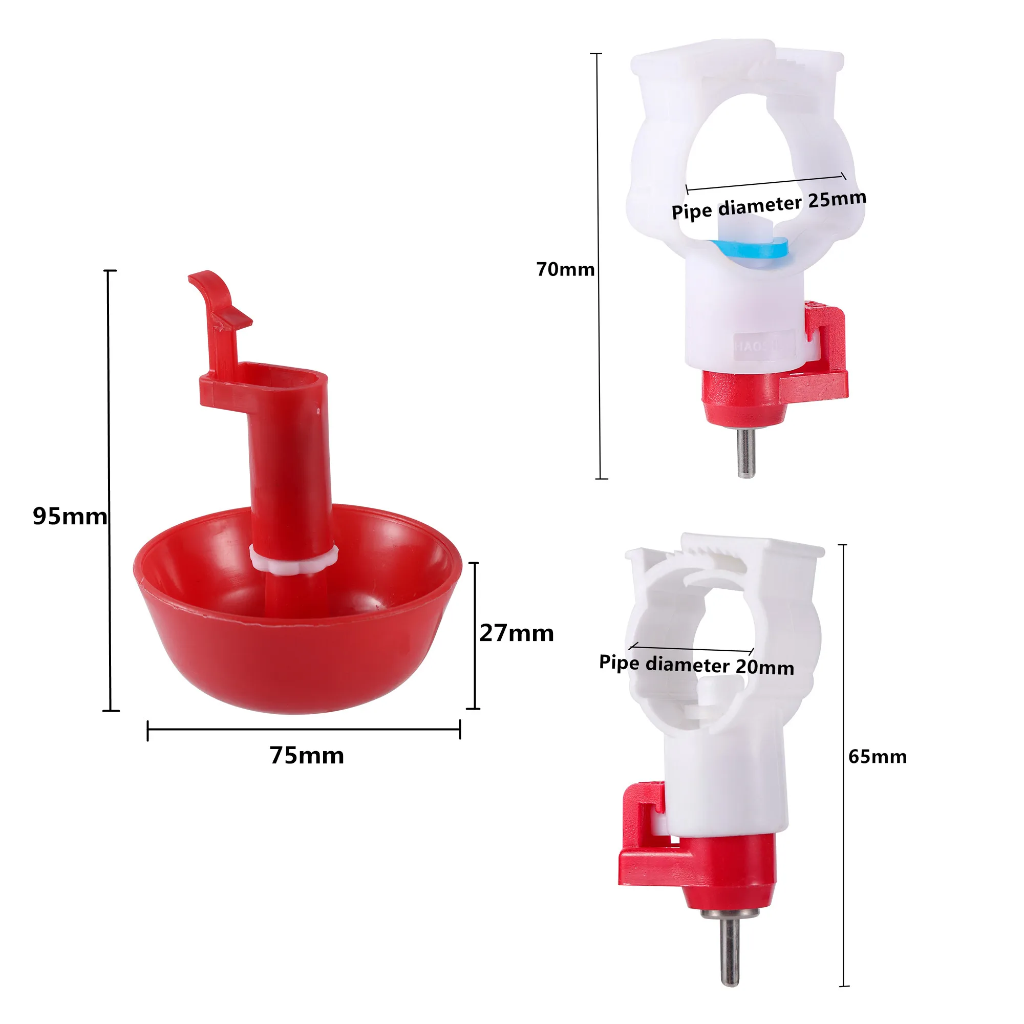 Automatic Chicken Water Nipple Drinker Bird Coop Feeder Chicken Red Waterer Hanging Cup Poultry Farm Drinker Poultry Tools 5 Pcs