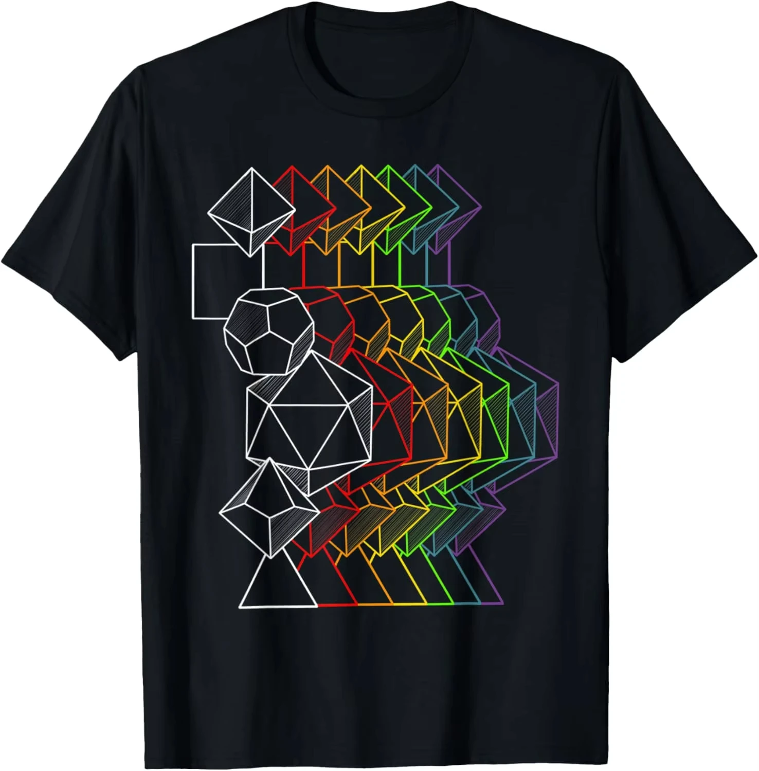 Unisex Original Design Dice Light Prism Role-playing Graphic T-Shirt, Customizable Casual Gift Short Sleeve Streetwear Top