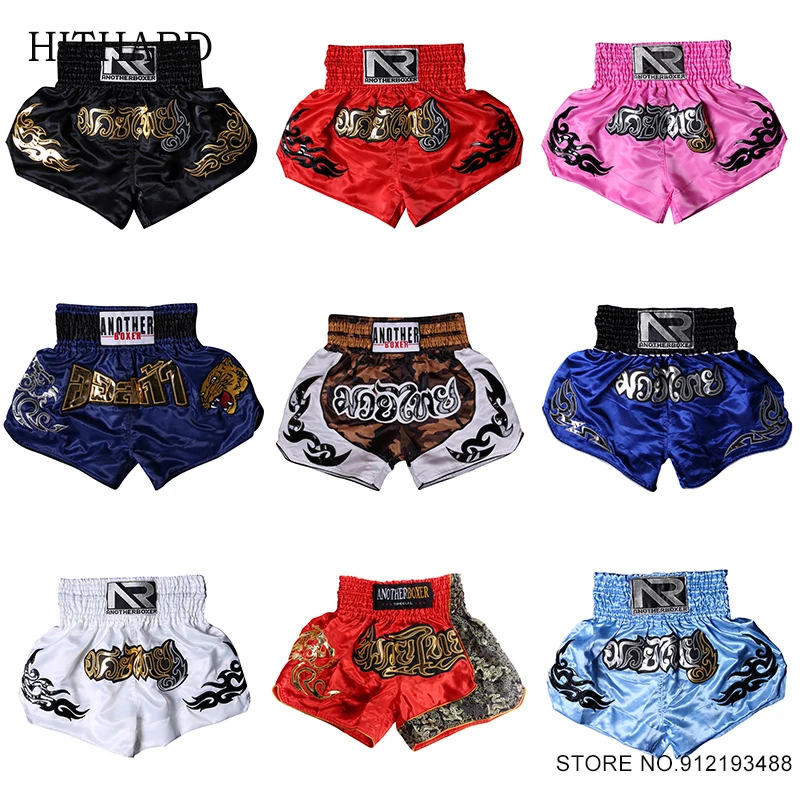 

Muay Thai Shorts Men Women Kids Kickboxing Shorts Embroidery Satin Boxing Shorts Breathable MMA Cage Fighting Muaythai Pants