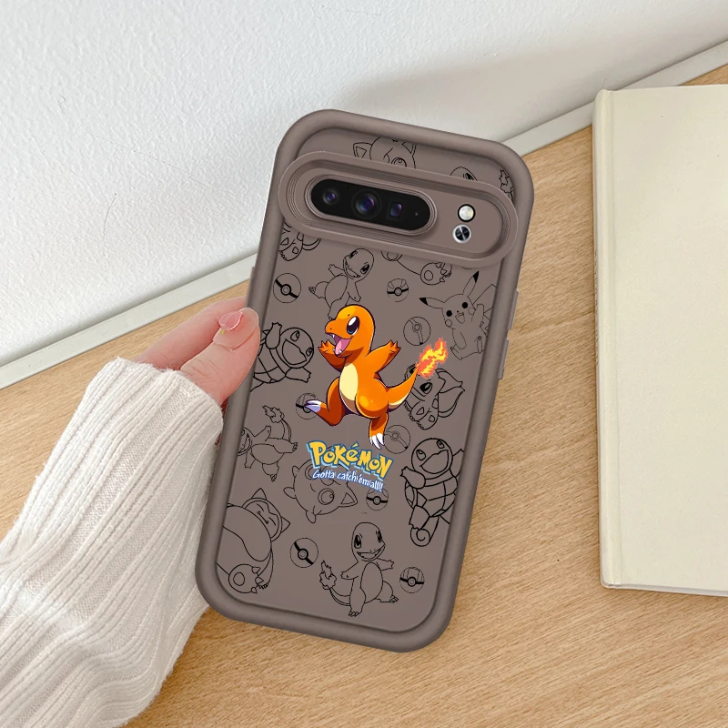 أنيمي P-Pokemons P-Psyducks لجوجل بكسل 9 8A 8 7 7A برو XL 5G العين سلم جراب هاتف لينة غطاء مقاوم للصدمات من البولي يوريثان