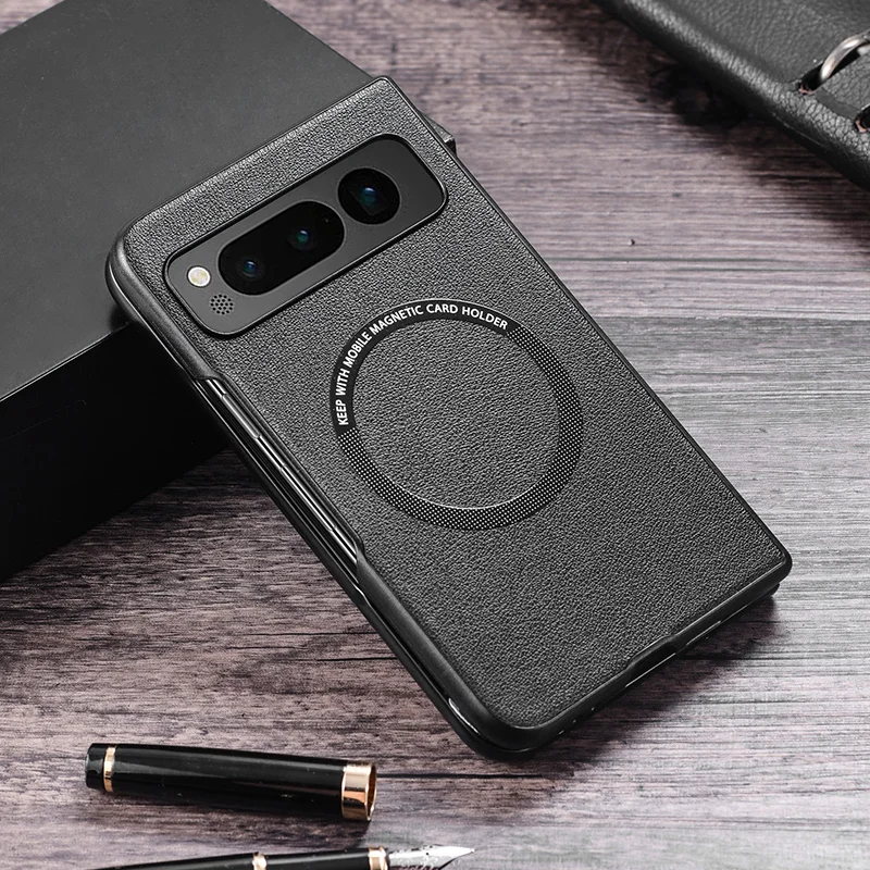 Premium PU Leather Case for Pixel Fold For Magsafe Wireless Charging Hard Back Cover For Google Pixel Fold G9FPL