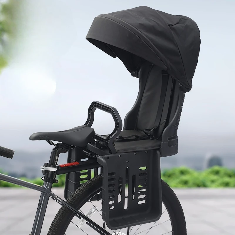 Rear Child Bike Seat with Sunshade Canopy Guardrails for Kids Bicycle Saddle Seats Rack for Children Aged 6 Months To 6 Years