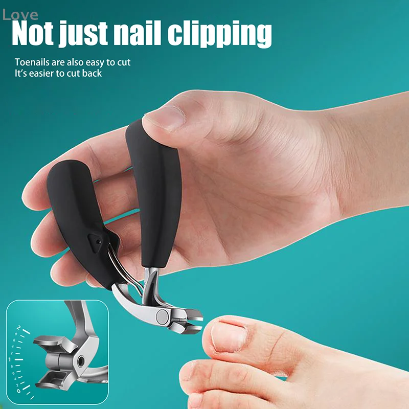 [L&P] 大きな開口部を備えた湾曲したヘッドの爪切り、飛沫防止収納爪切り、高齢者向けの厚い足の爪用、頑丈な爪切り