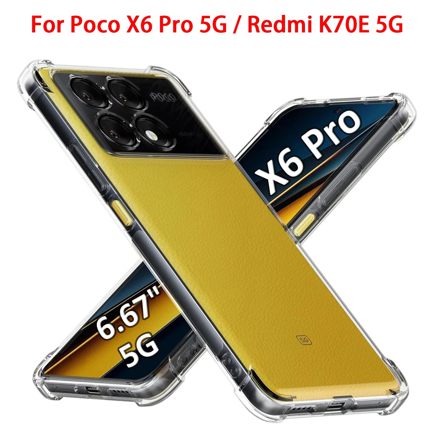 Case for Xiaomi Poco X6 Pro 5G / Redmi K70E 5G Scratch Resistant, Reinforced Corners, TPU Rubber Soft Skin Silicone Cover X6 Pro