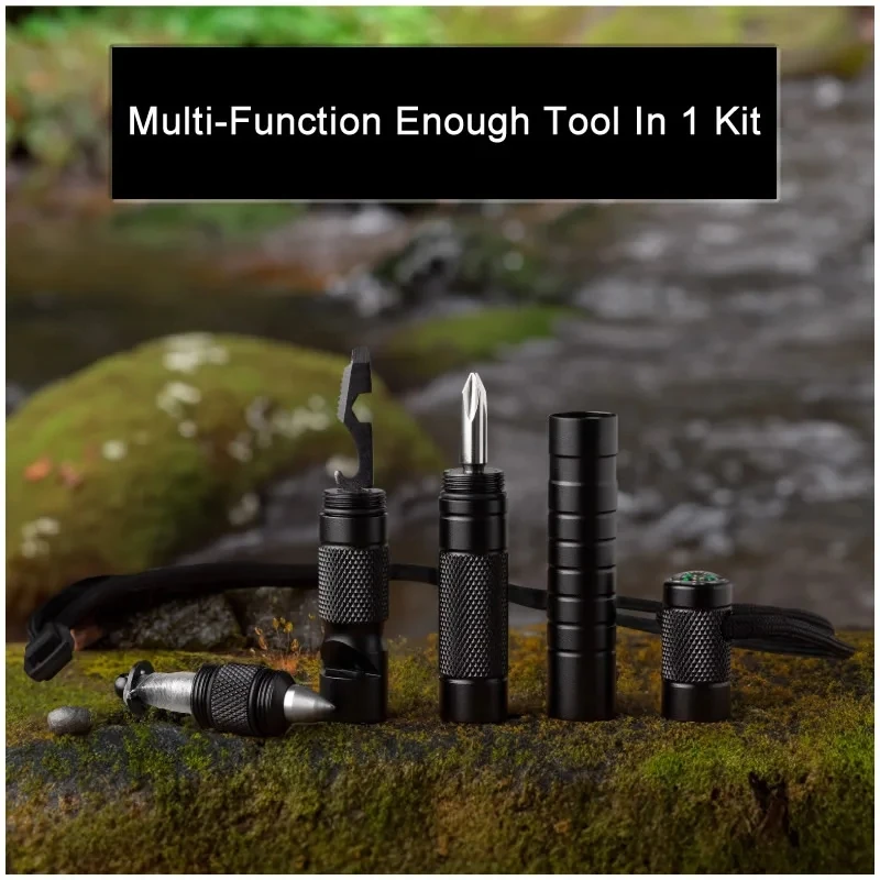 10-IN-1 Portable Multi Function Self Defense Pen Outdoor Survival Tool Fishing Whistle/Compass/Wrench/Screwdriver/Window Breaker