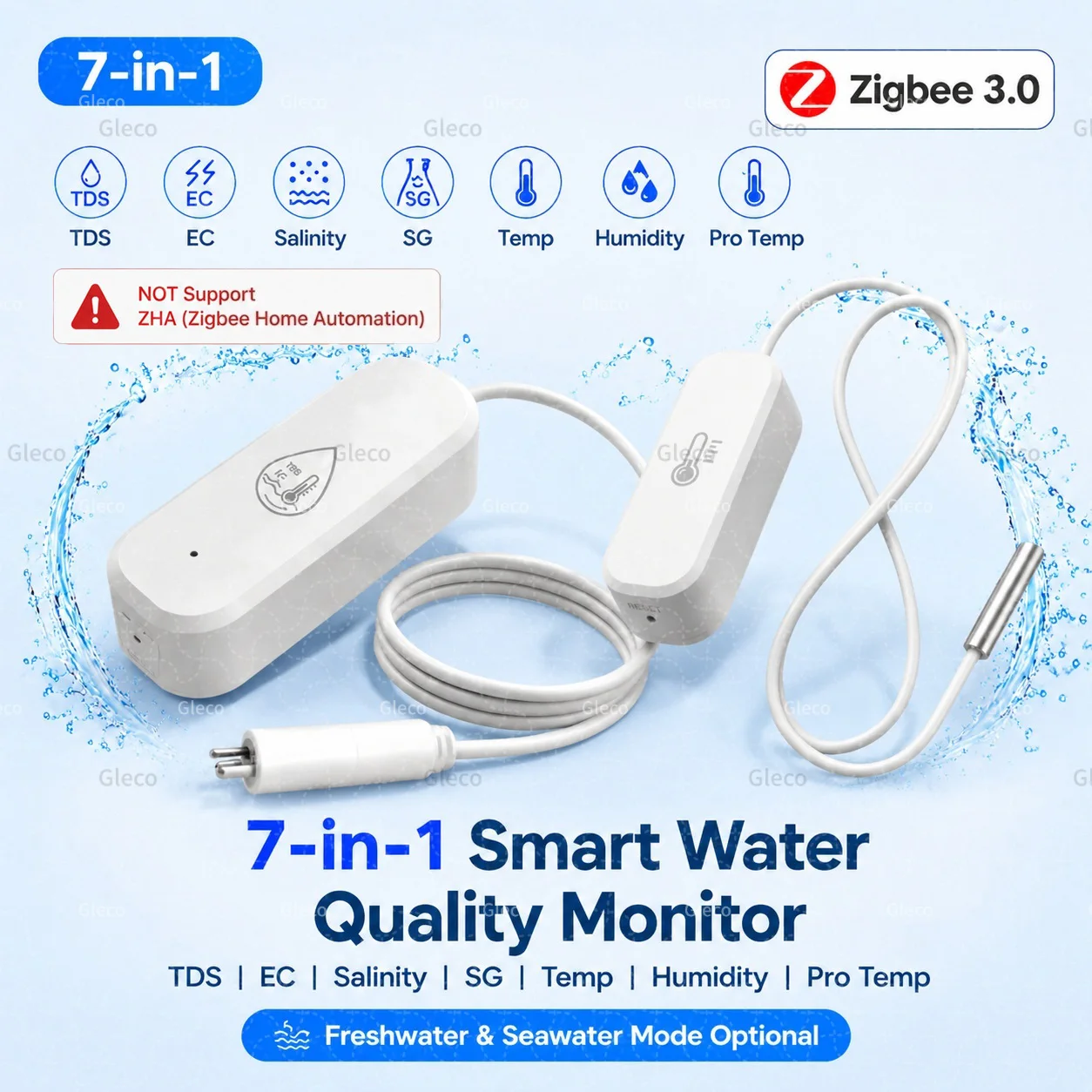 Zigbee Temperature Humidity Sencor Probe Thermometer Detection Option TDS/EC/Salinity/ SG Meter For Water Quality Monitor 2MQTT