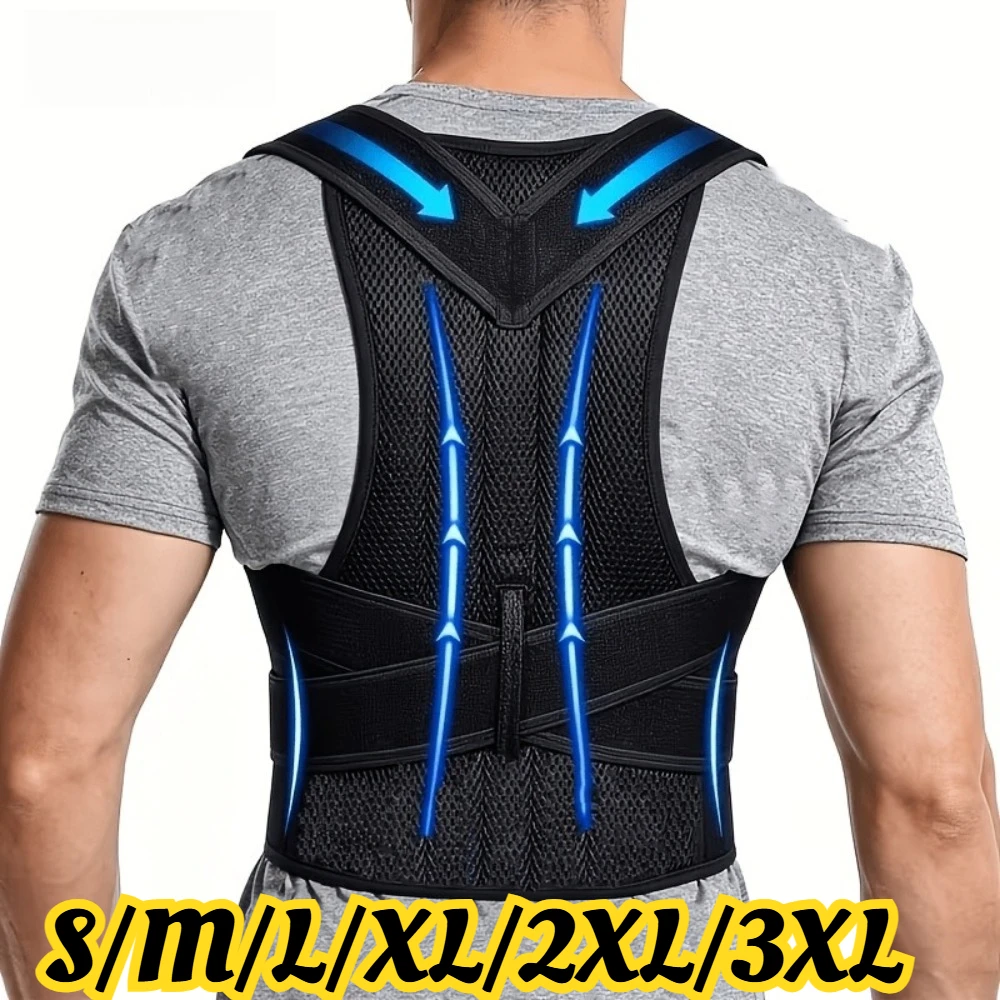 Posture Support Vest & Back Brace - Breathable 3D Honeycomb Mesh Fabric, Built-in Support Bars,Self-Defined X-Shaped Cross Strap