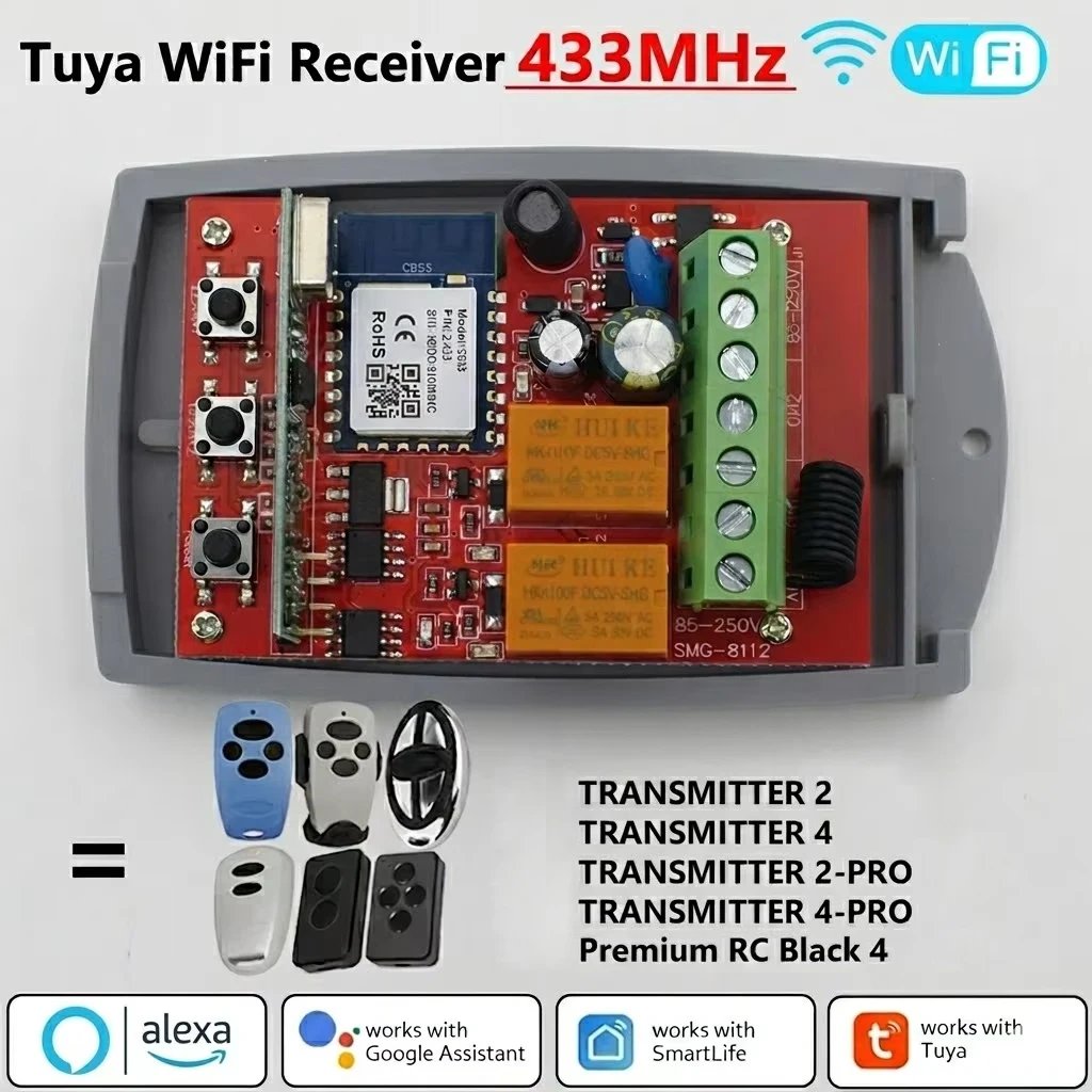 Tuya WIFI Smart Receiver 433MHz Universal  Fixed Rolling Code For AT-4 TRANSMITTER 2 PRO 4 PRO Gate Remote Control