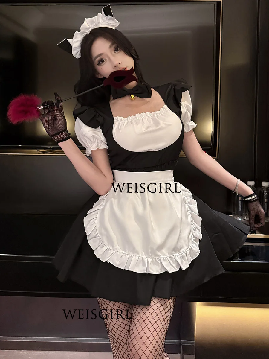 

Sexy Maidsuit Set Small Chest Pure Desire Cosplay Night Club Party Coffee Shop Sexy Maid Outfit Short Sleeve Short Skirt