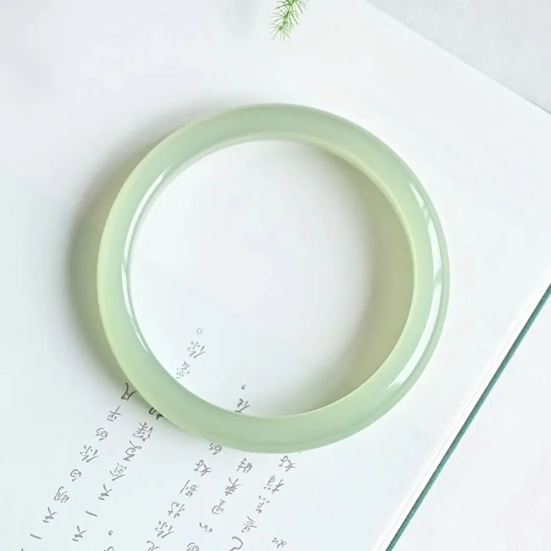 Blue and white round strip jingle bracelet imitation Qinghai material Qingyu thin round women's bracelet high ice