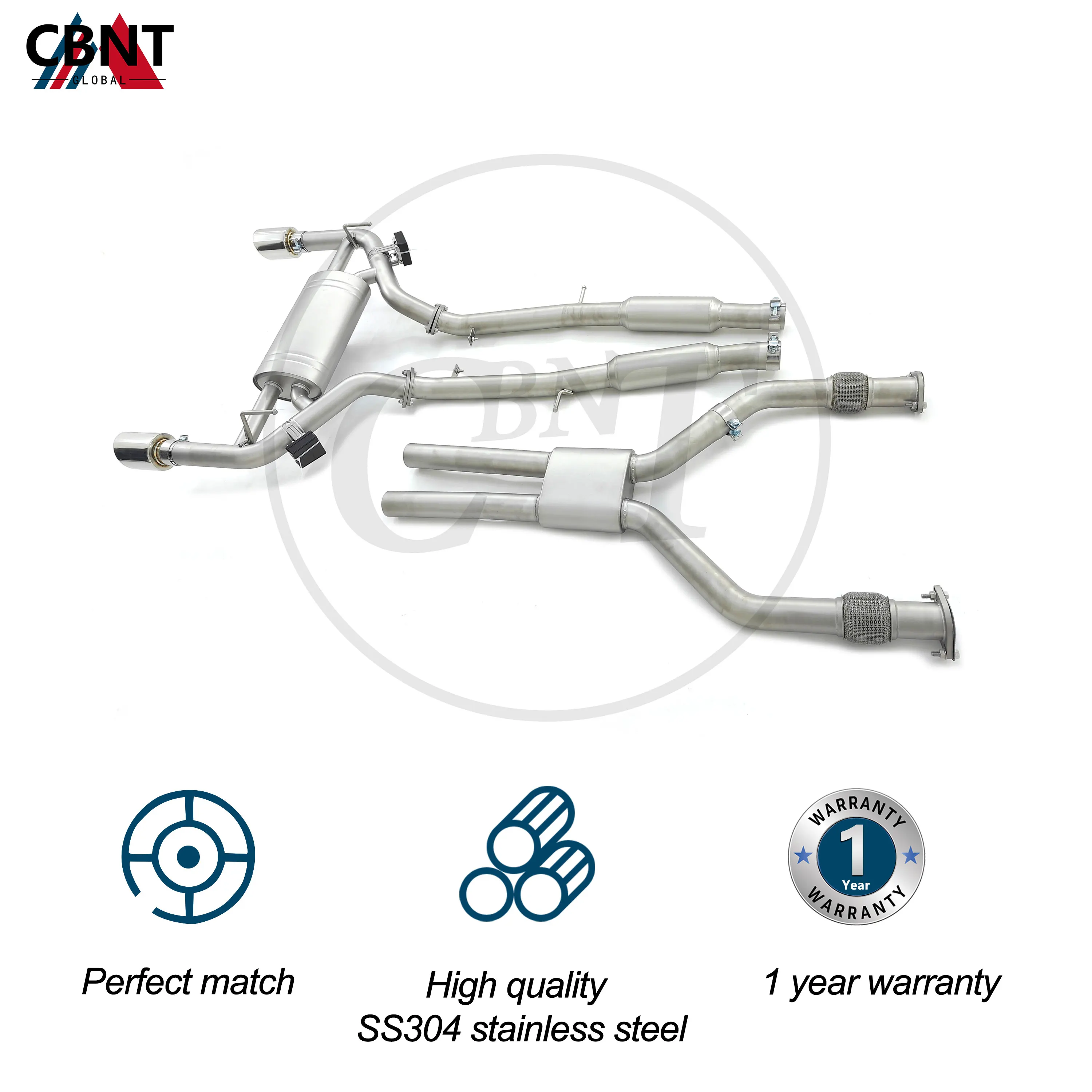 CBNT for Infiniti Q50 Q60 3.0T Exhaust Catback & Front Pipe with Valve Muffler SS304 Stainless Steel Valved Exhaust-system