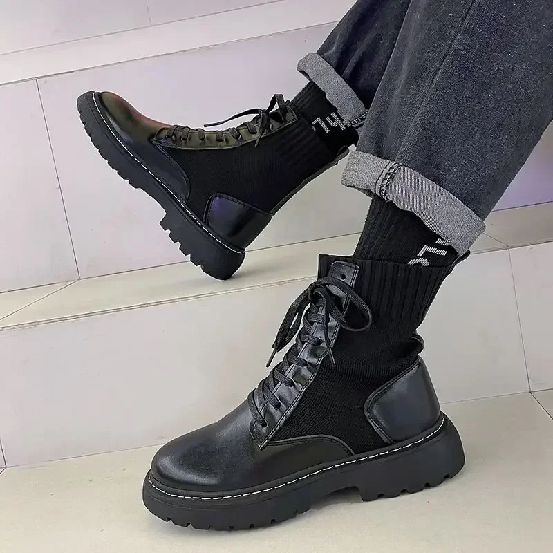 Men's Boots Black Male Shoes Winter Platform Warm Fashion Offers Casual Comfortable In Promotion Size 45 High Quality Cheap 44