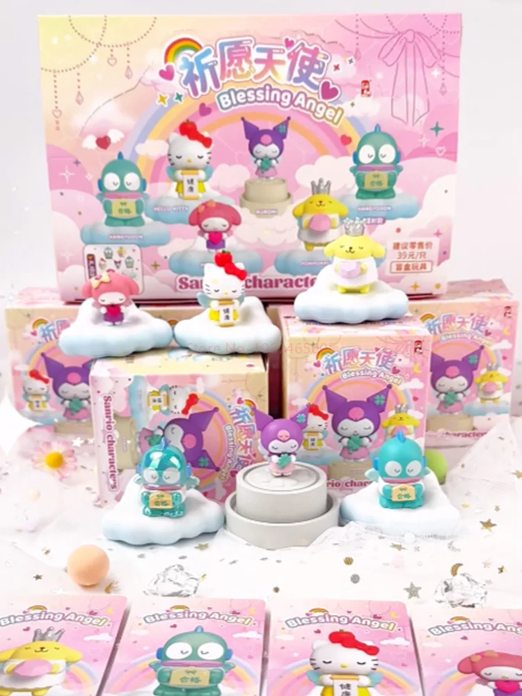 

В наличии, оригинальная серия Sanrio Blessing Angel, мини-слепая коробка, аниме-фигурки, Hellokitty Hangyodon, коллекционные украшения, подарочная игрушка