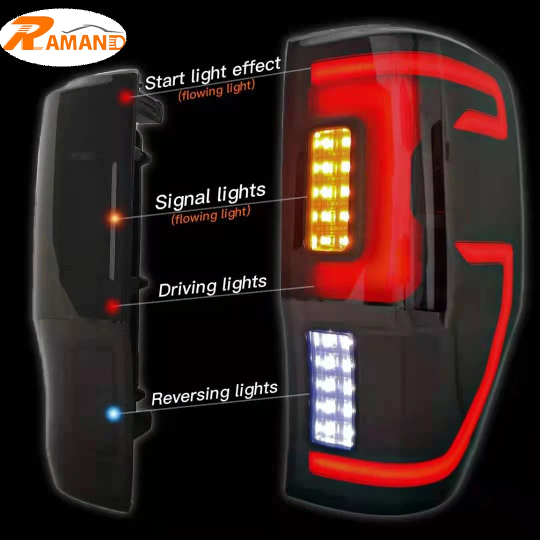 Luz trasera LED de marco negro de fábrica con efecto de arranque frío para Ranger T6 T7 T8 Raptor sistema de iluminación automática de nueva condición