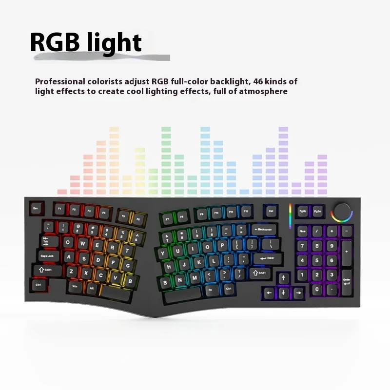 Imagem -03 - Teclado Mecânico sem Fio Rgb Alice Teclados ° Inclinação Hot-swap Ergonomia Personalizada Presentes de Escritório Feker-alice98pro