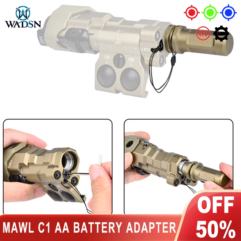 

Wadsn MAWL C1 AA Battery ADAPTER For MAWL EC2 ENDCAP Red Green Blue IR Laser Aiming Outdoor Hunting Airsoft Weapon Lights