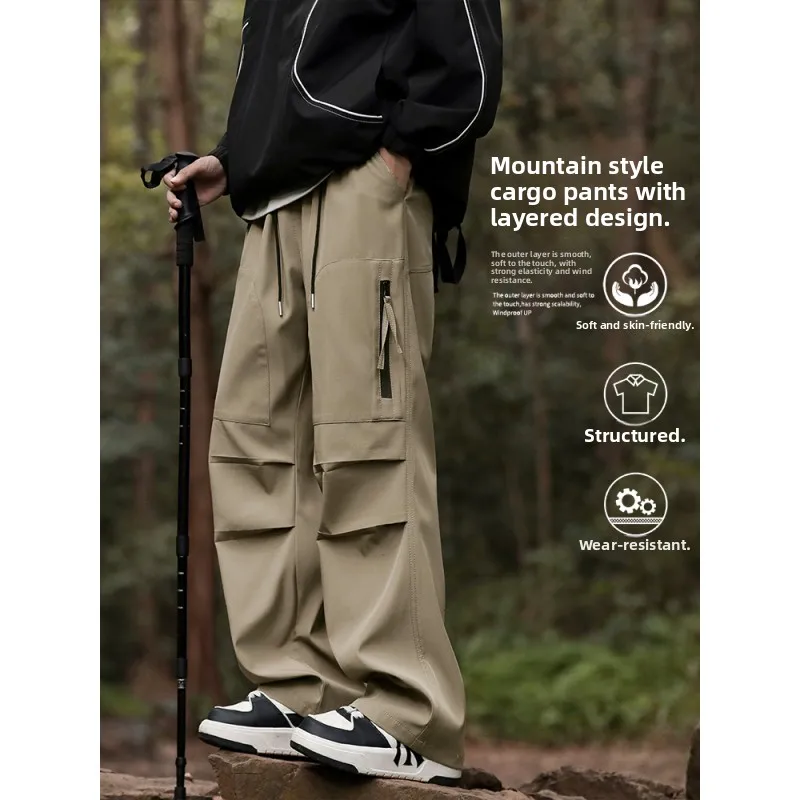 

Outdoor Workwear Hiking Trousers Men's Autumn Winter Loose Wide Leg Straight Casual Pants American Trendy Brand Mountain Pants