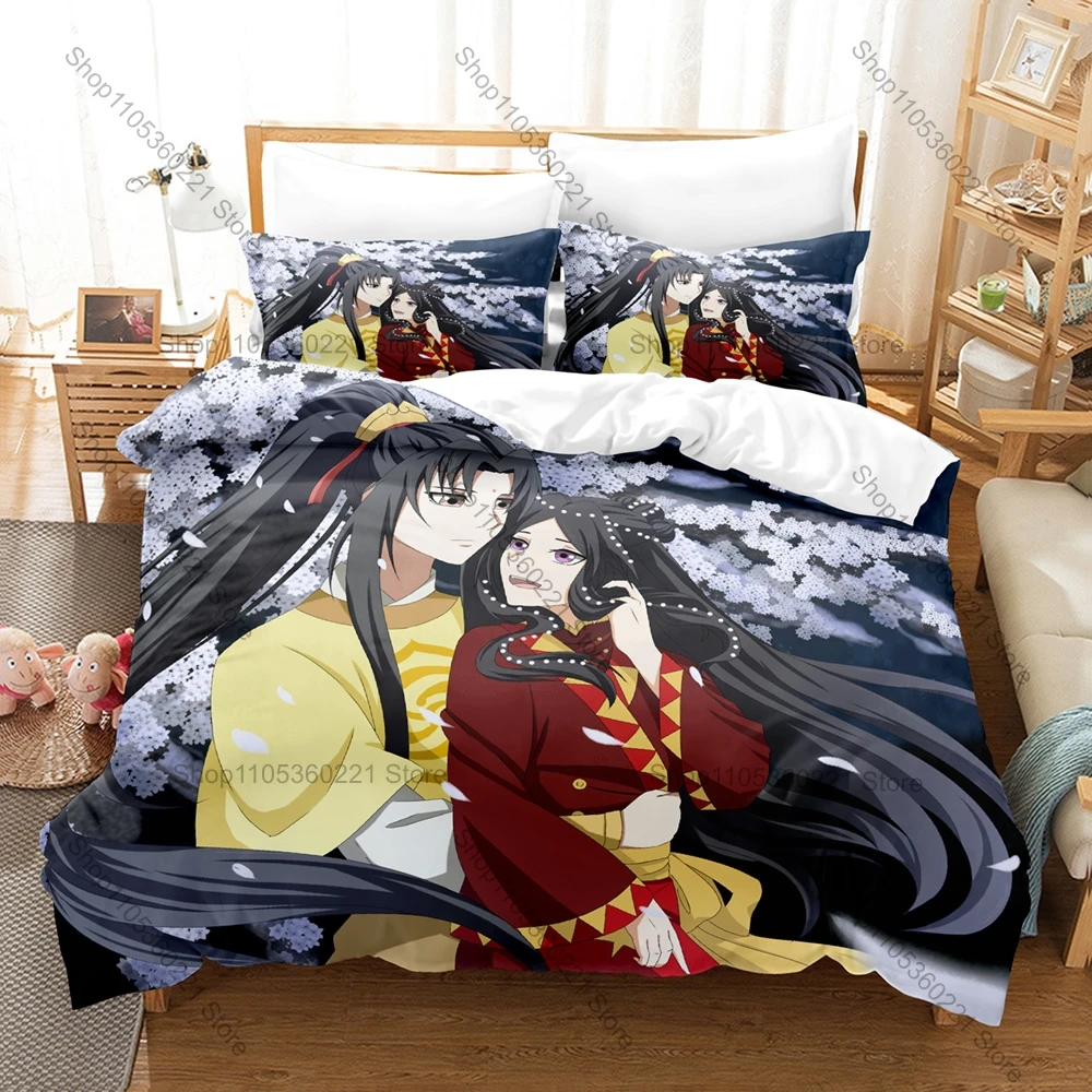 Mo Dao Zu Shi Anime Bedding Set 3Pcs Printed Duvet Cover Set Bed Linen for Wei Ying Lan Zhan Fans Home Bedroom Decoration Gift