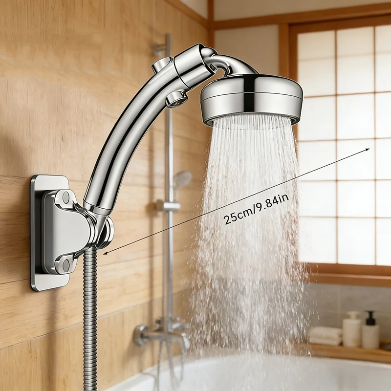 

2 IN 1 High Pressure Shower Head With Rotating Elbow Handheld Rainfall Showerhead Adjustable Bathroom Water Saving Shower Nozzle