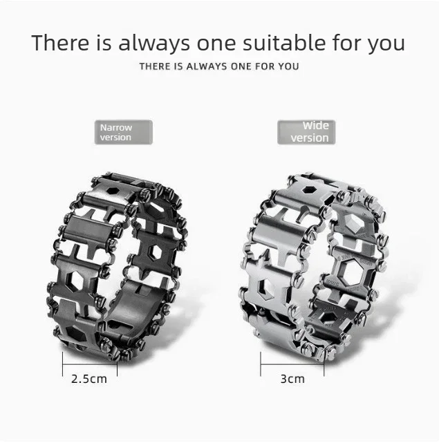 Multifunction Tool Bracelet Tread Bracelet Stainless Steel Bolt Driver Tools Kit Friendly Wearable Bike Multitool Outdoor Tool