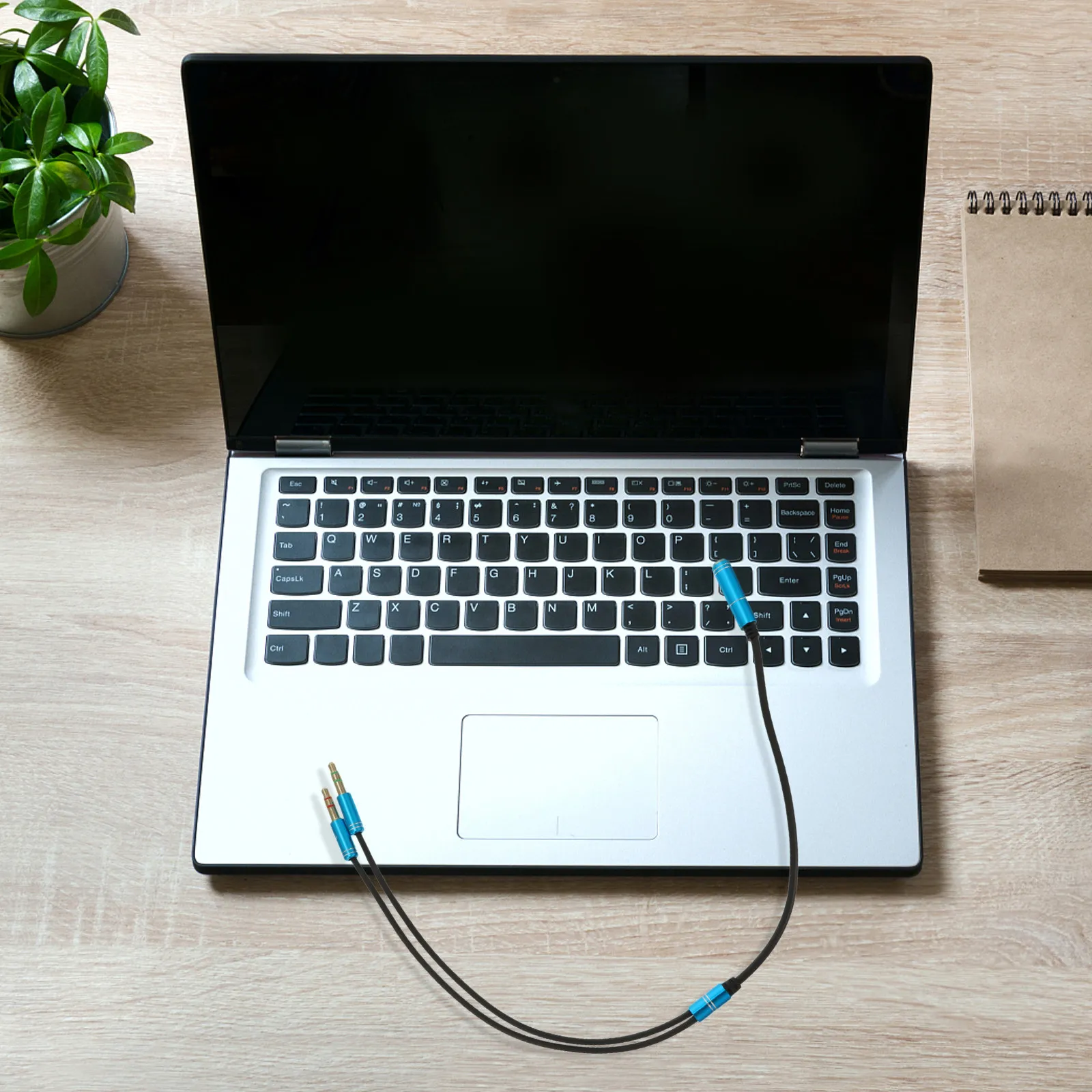3.5mm Female to Dual 3.5mm Male Y-Splitter Cable, Gold-Plated Oxygen-Free Copper Audio Adapter for PC Laptop Headset