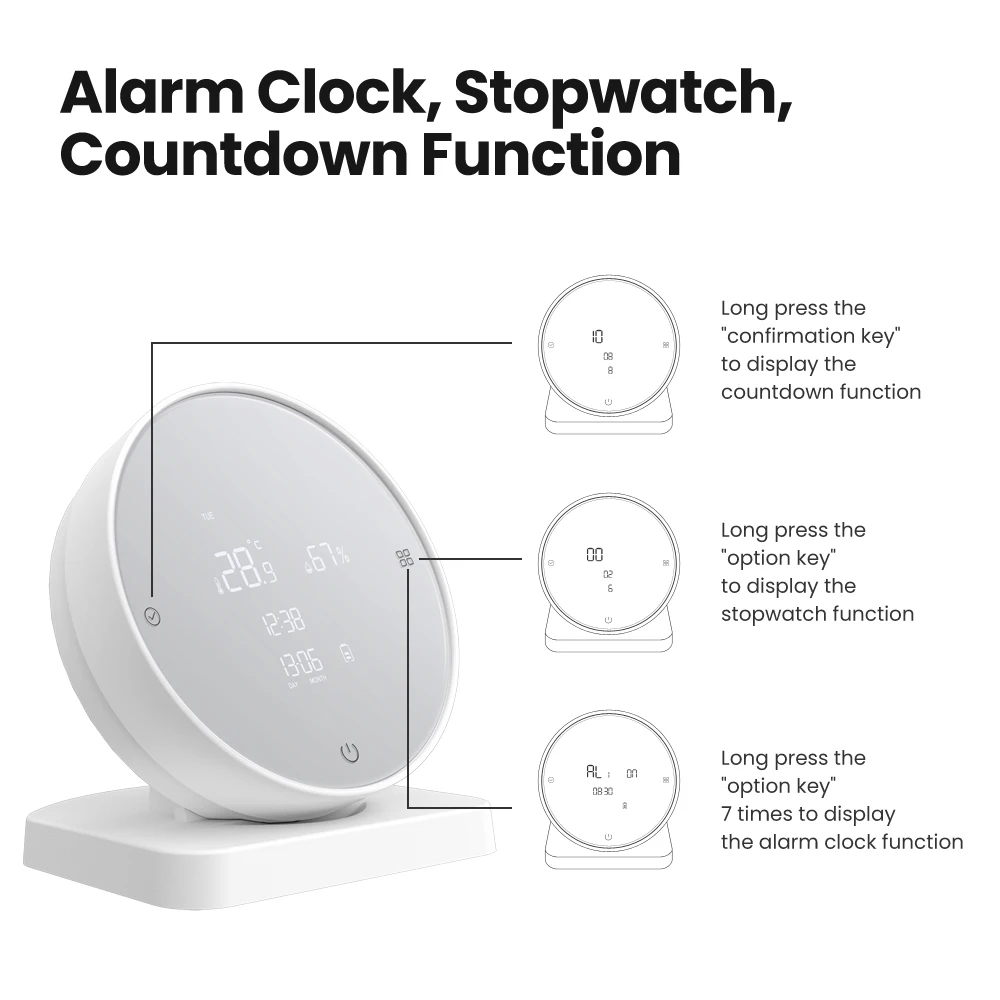 AVATTO Tuya WiFi Smart Temperature and Humidity Sensor Battery Powered Smart Home Security,Work With Alexa Google Home