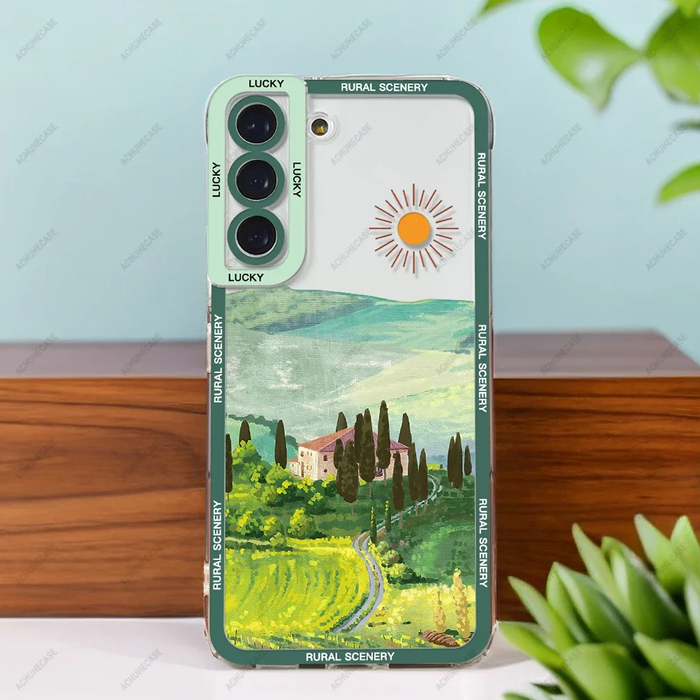 Phone Case For Samsung Galaxy S20 S21 S22 S23 S24 FE Plus Ultra A13 A24 A32 A34 A50 A51 A73 A54 A55 Soft Cover Rural Scenery