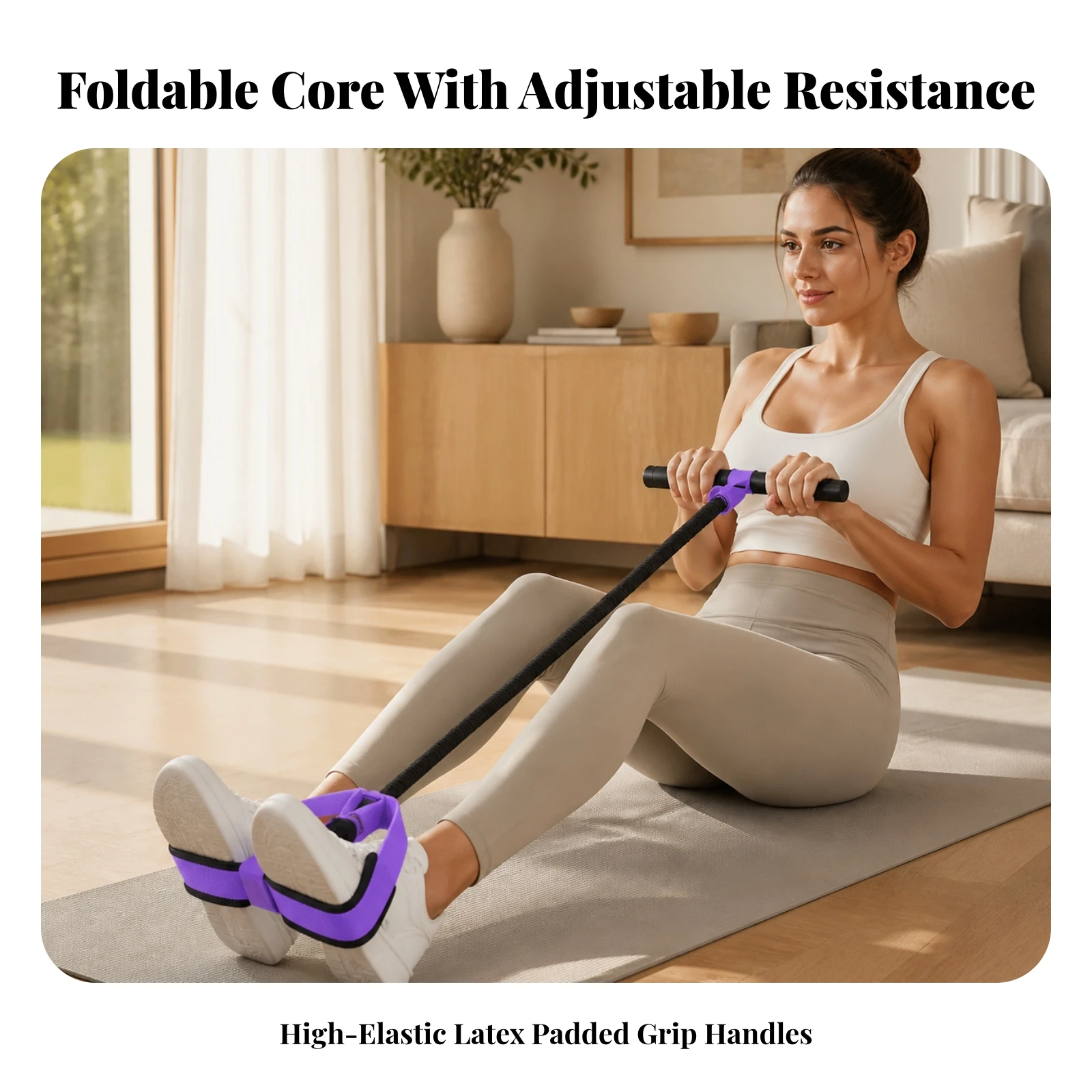 Pedal Resistance Band Low-Impact Pedal Pull Rope Elastic Exercise Band with Handle Full-Body Tension Rope Multifunction