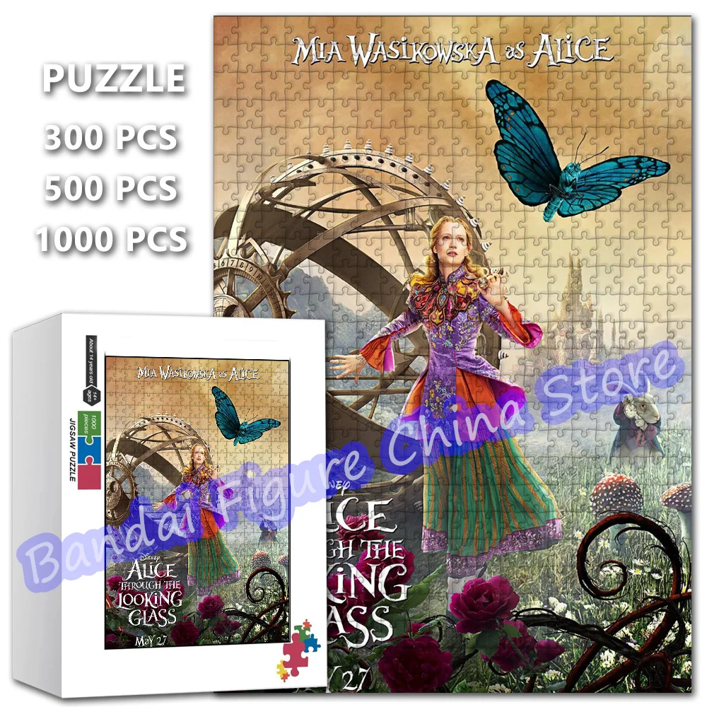 Disney Alice no País das Maravilhas Jigsaw Puzzle para crianças, Através do espelho, Filmes Print Puzzle, Brinquedos educativos, Presentes de Natal