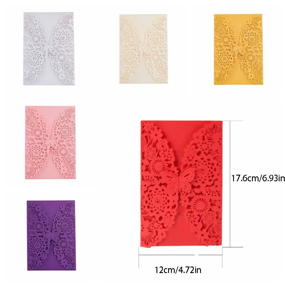 50 قطعة بطاقة دعوة ثلاثية الأبعاد على شكل زهرة ديكور على الطراز الأوروبي بطاقات دعوة مجوفة بطاقة تهنئة على شكل فراشة #6