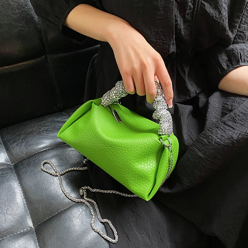 

New Handbag Fashion Cowhide Women's Single Shoulder Bag Solid Color Chain One Shoulder Messenger Casual Bag Mobile Phone Bag