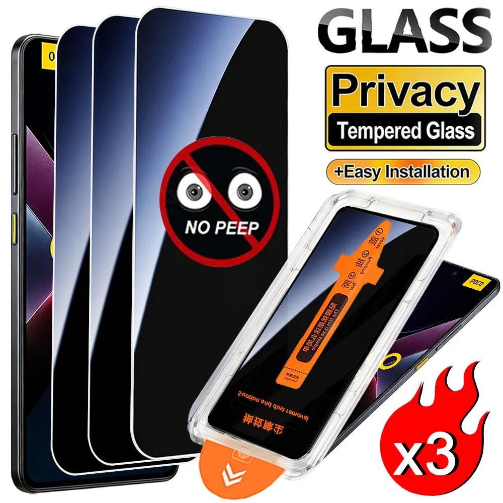

1-3 шт. Защитное стекло Anti-Spy для Xiaomi Poco X7 Pro, без пыли, простая установка, защита от царапин, конфиденциальная пленка