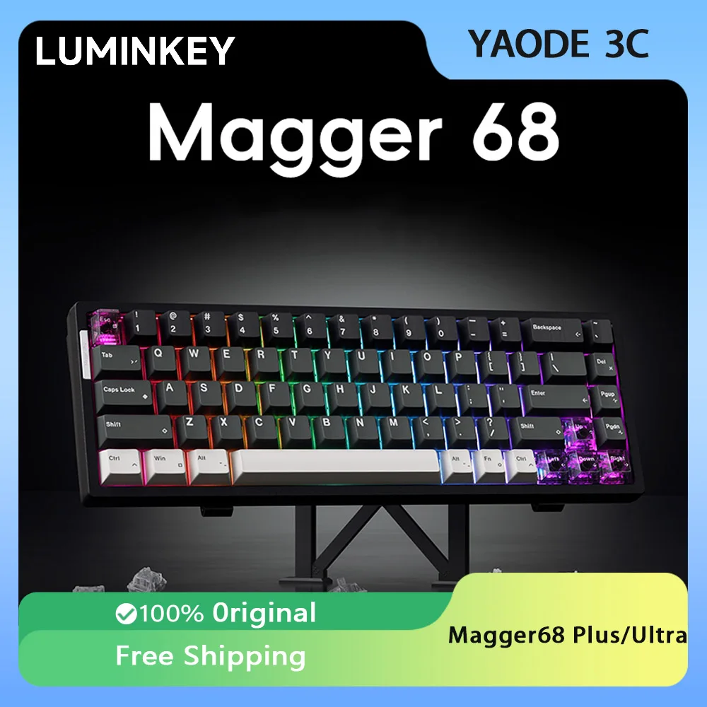 

Luminkey Magger68 Mechanical Keyboard Aluminum Wired RGB Gasket ANSI Layout Customized 68Keys Gamer Keyboard For Gaming Gift
