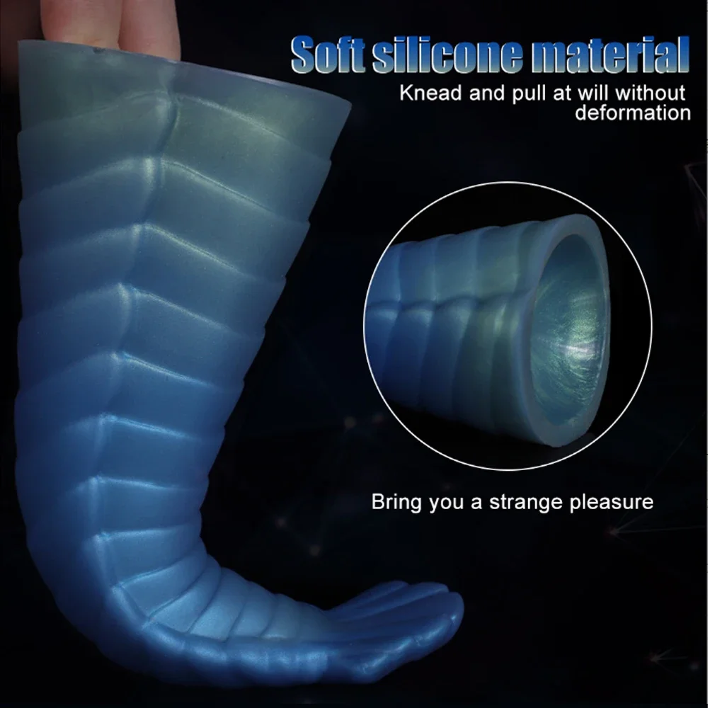 Alien Blue Liquid Silicon Shrimp Tail Dildo Rear Anal Plug Dilator Adult Porn Gay Masturbator Sex Toys Gay Anal Plugs Adult Toys