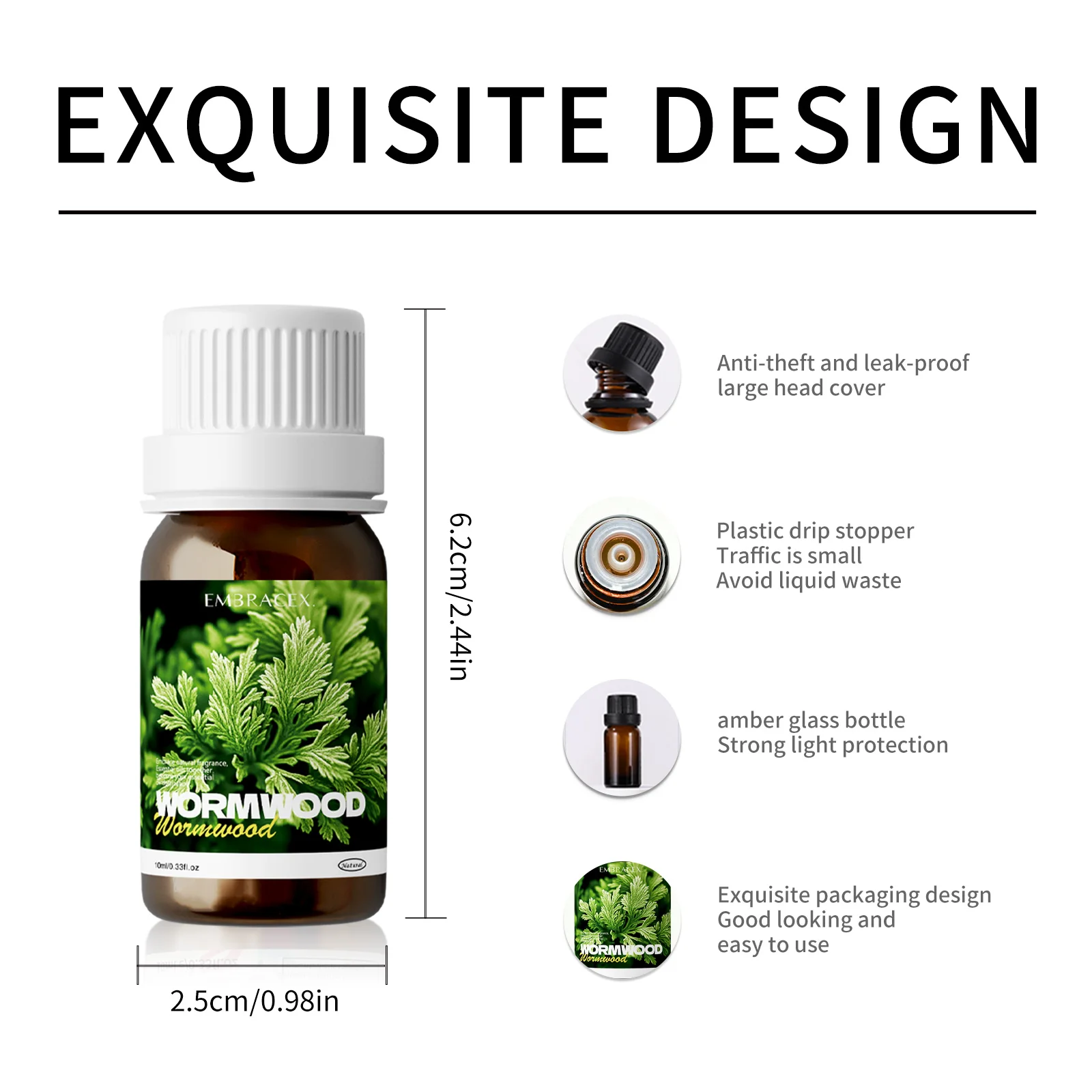 10 ml ätherisches Artemisia Absinthium-Wermutöl für Aromatherapie und Körperpflege, Hautpflege, Körpermassageöl, Geschenke