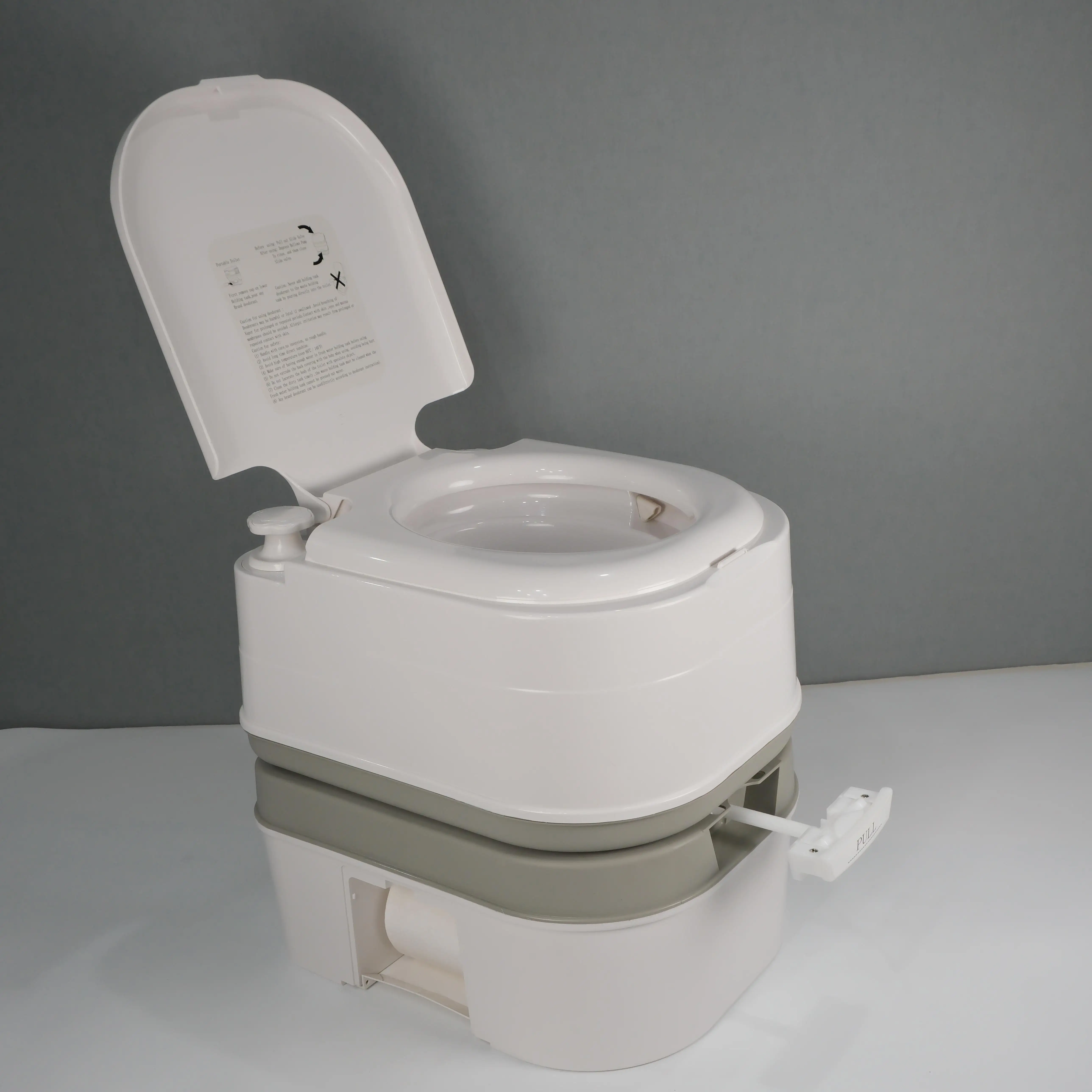 Large Capacity 24L PP White+Gray Lightweight 4.6kg Outdoor Portable Closestool RV Toilet for Caravan and Camping Use
