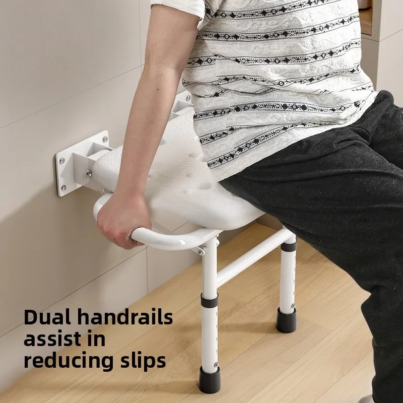 Age-friendly bathroom folding stool flip shower chair height adjustable shower stool special help bath stool for the elderly