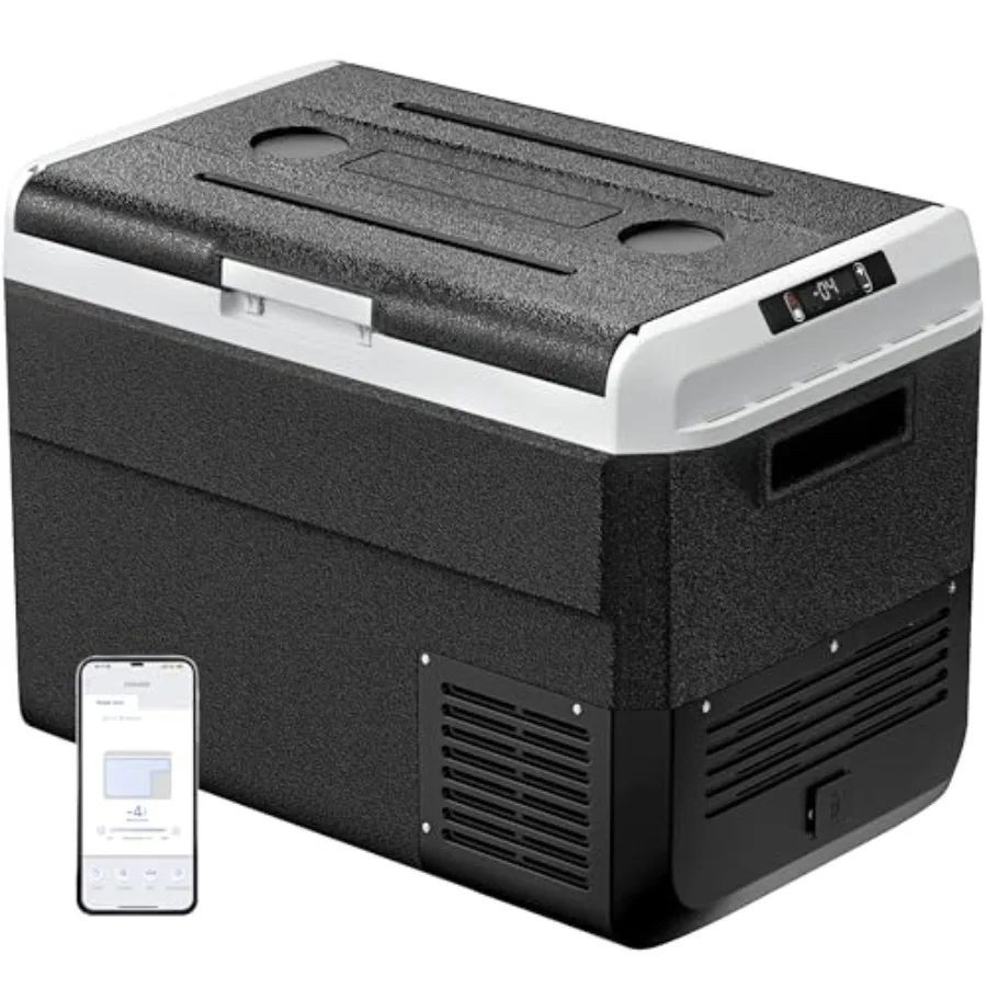 12V Refrigerator for Truck RV Camping Travel, 53 Quart Electric Cooler, Portable Freezer -468, APP Control, Dual Voltage 12V/24