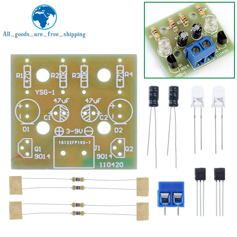 TZT Simple LED Flash DIY Kits Circuit Electronics DIY Electronic Suite 1.2mm Parts for Arduino Flash LED Kit Electronic DIY Kit