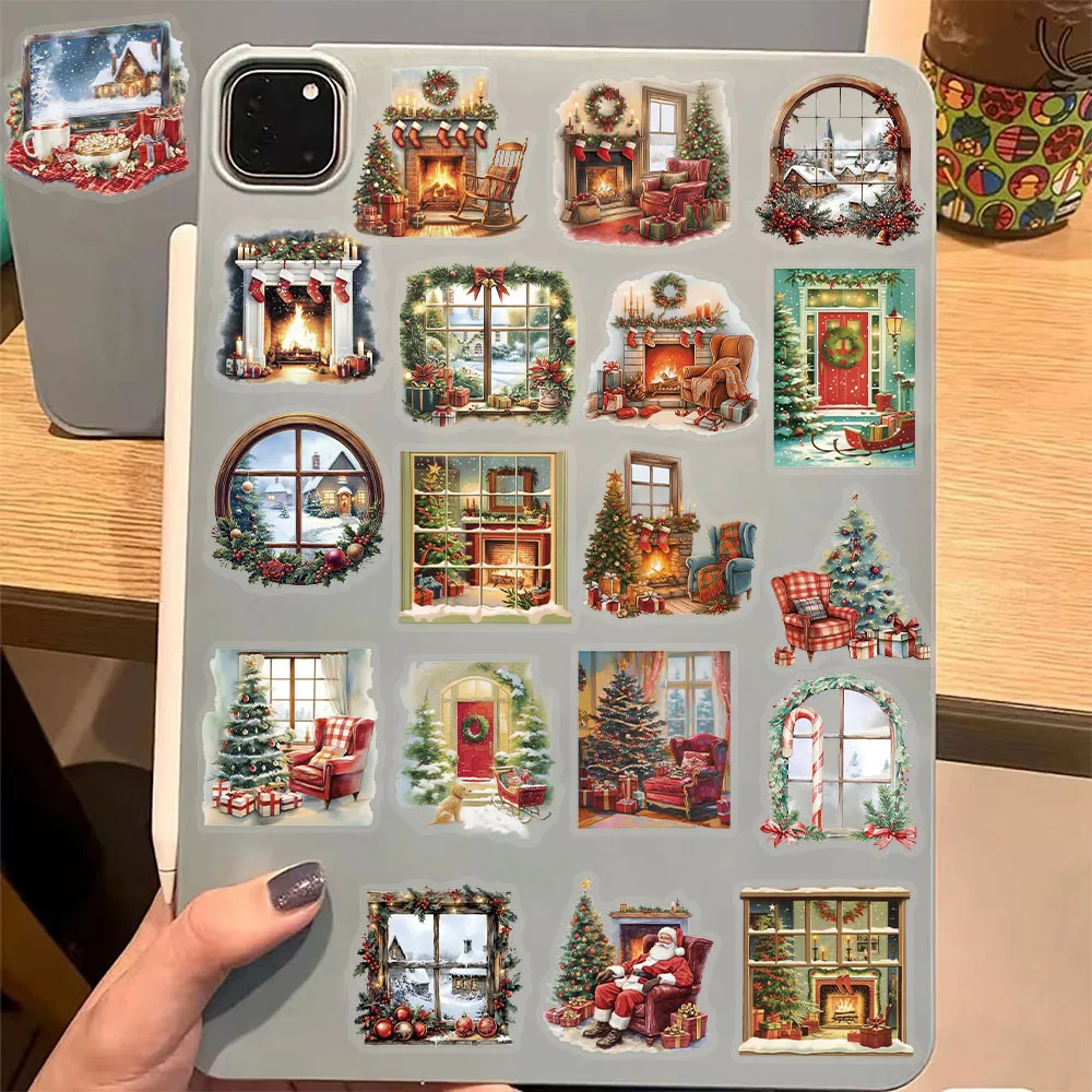 50 قطعة من ملصقات الموقد ذات المشهد المائي لعيد الميلاد، مجموعة ملصقات ممتعة DIY كتيب ديكور لعبة الكمبيوتر المحمول والكمبيوتر اللوحي #3
